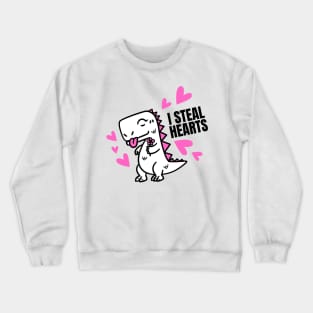 I Steal Hearts With a Cute Dinosaur for Your Little Kid Crewneck Sweatshirt